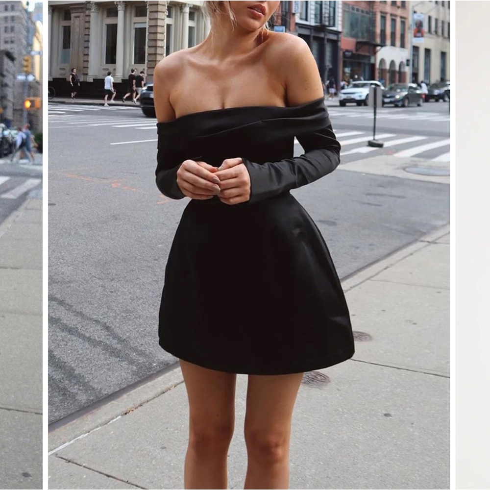 COMMENSE Off Shoulder Long Sleeve Overfold Mini Dress - Picture 14 of 15